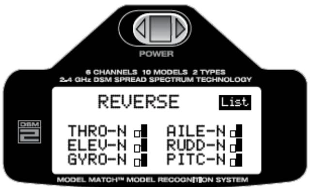 SPEKTRUM DX6I - Pour permettre un canal en mode reverse - 1