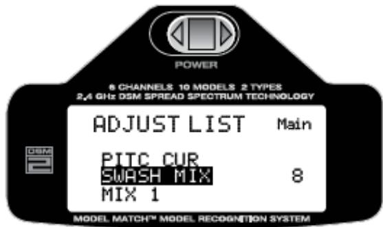 SPEKTRUM DX6I - Pour accéder à la fonction swashplate mix - 2