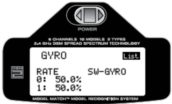 SPEKTRUM DX6I - Pour accéder à la fonction GYRO - 4