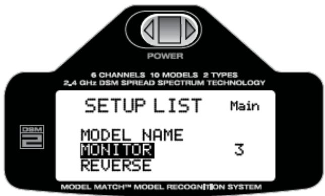 SPEKTRUM DX6I - Pour accéder à SERVO monitor - 2