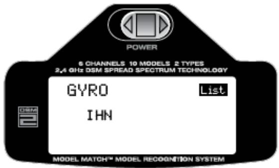 SPEKTRUM DX6I - Pour accéder à la fonction GYRO - 3