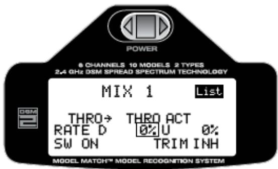 SPEKTRUM DX6I - Pour sélectionner des valeurs de mix - 1