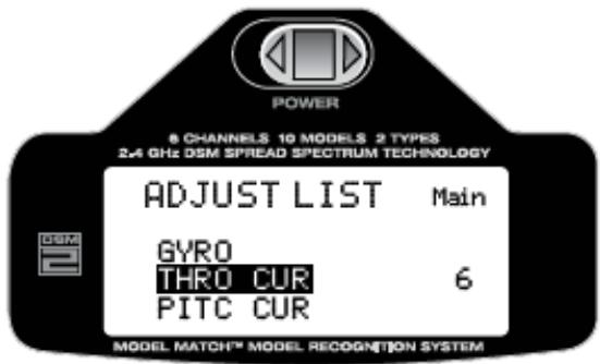 SPEKTRUM DX6I - Pour accéder à la fonction throttle curve - 2