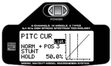 SPEKTRUM DX6I - Pour accéder à la fonction pitch curve - 3