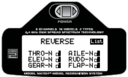 SPEKTRUM DX6I - Pour accéder à servo reversing (inversion servo) - 3