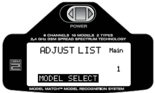 SPEKTRUM DX6I - Pour entrer dans la fonction model select - 2