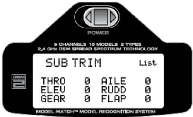 SPEKTRUM DX6I - Pour accéder à la fonction sub-trim - 3