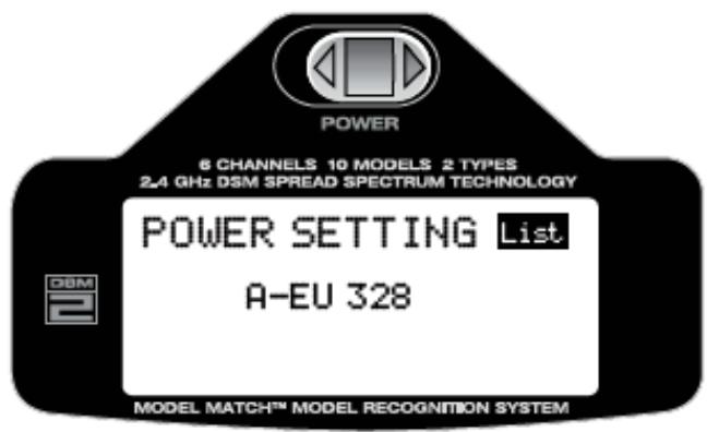 SPEKTRUM DX6I - Pour entrer dans la fonction power setting - 2