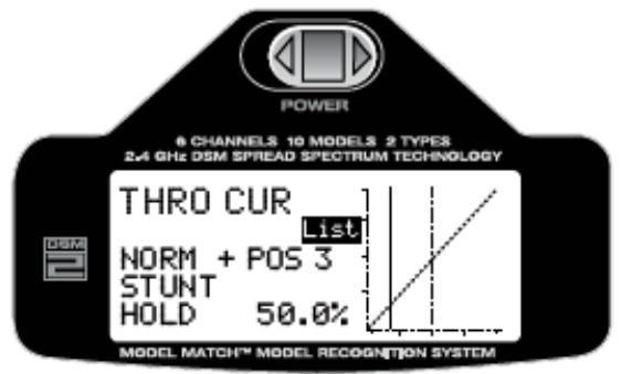 SPEKTRUM DX6I - Pour accéder à la fonction throttle curve - 4