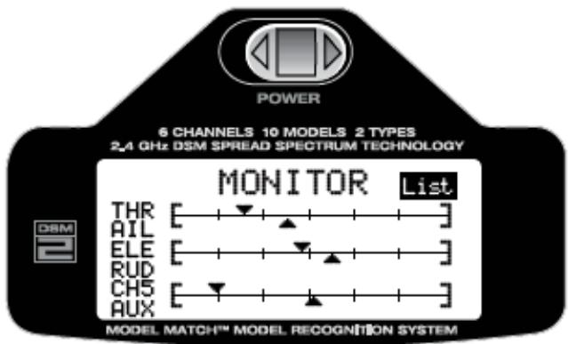 SPEKTRUM DX6I - Pour accéder à la rubrique monitor du SERVO - 3