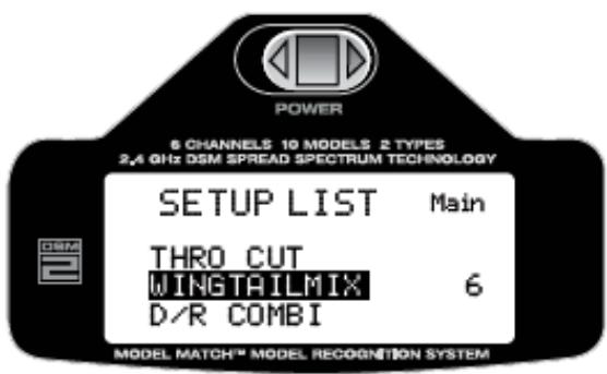 SPEKTRUM DX6I - Pour entrer dans la fonction WING TAIL MIX - 2