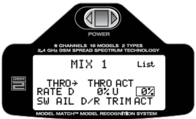 SPEKTRUM DX6I - Pour sélectionner des valeurs de mix - 1