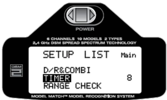 SPEKTRUM DX6I - Pour sélectionner la fonction timer (chrono) - 1