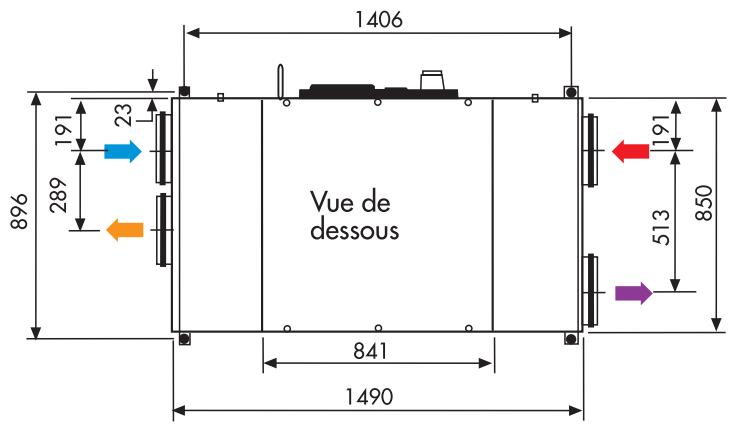 UNELVENT CENTRALE DOUBLE FLUX CAD HR FLAT - Dimensions (mm) - 6