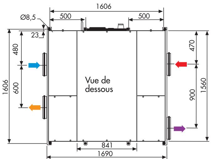 UNELVENT CENTRALE DOUBLE FLUX CAD HR FLAT - Dimensions (mm) - 10