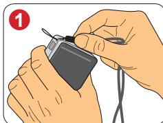 AIPTEK POCKET DV M1 - Enfiler la boucle fine de la dragonne à travers l'œillet. - 1
