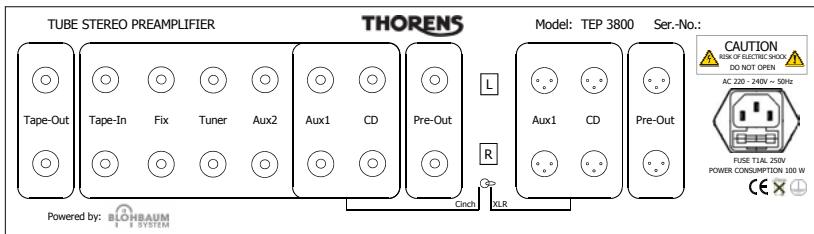THORENS TEP 3800 - Anschlüsse auf der Rückseite - 1