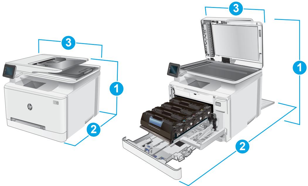 HP COLOR LASERJET PRO M281FDW - Dimensions de l'imprimante - 2