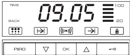 TIME 09.05 ≡ 100 BACK → | (●) → | → | 20 PIRO OK →