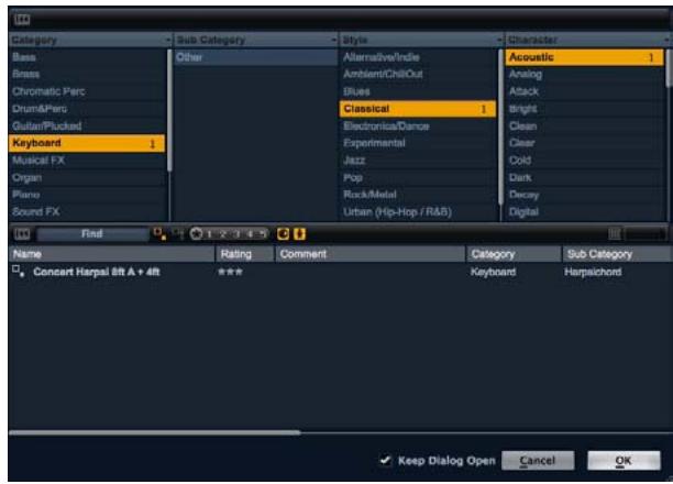STEINBERG HALION SONIC - Die Load-Section der MediaBay - 1