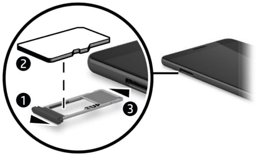 HP ELITE X3 - Insertion d'une carte mémoire microsd - 5