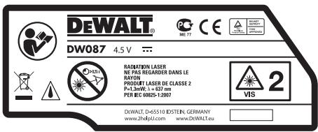 DEWALT DW087 - Étiquettes apposées sur les outils : - 1