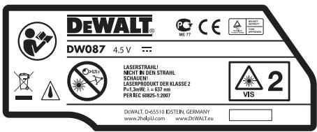 DEWALT DW087 - Schilder auf dem Werkzeug - 1