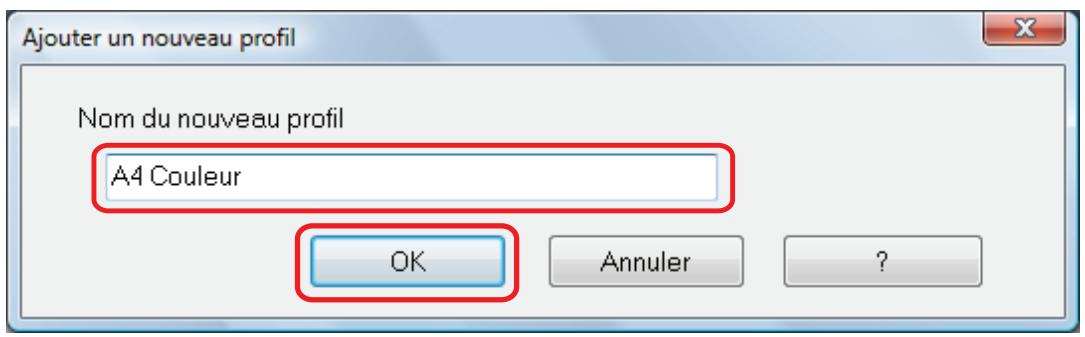 FUJITSU SCANSNAP SV600 - Saisissez le nom du nouveau profil et cliquez sur le bouton OK. - 1