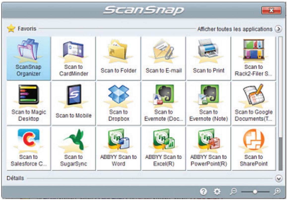 FUJITSU SCANSNAP SV600 - Sélectionner les opérations depuis le quick menu - 1