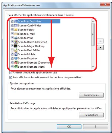 FUJITSU SCANSNAP SV600 - Spécifiez l'ordre dans lequel les applications sont affichées dans le quick menu. - 2