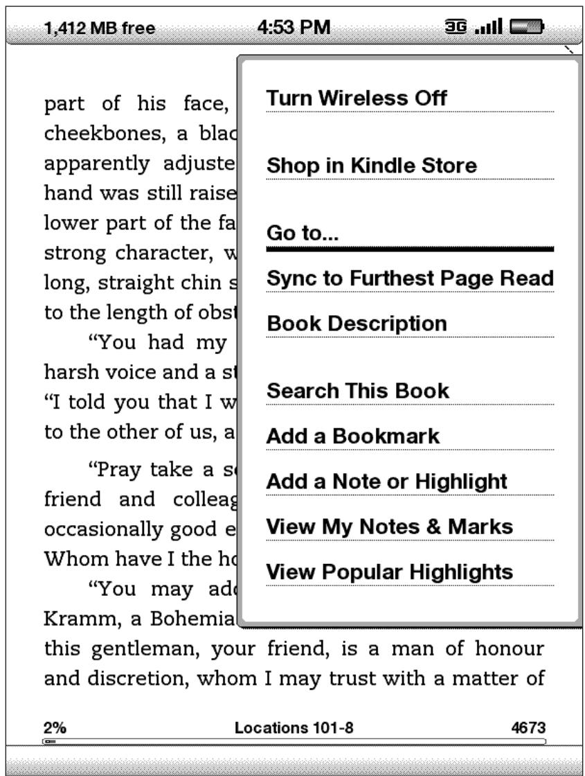 AMAZON KINDLE KEYBOARD 3G - Le MENU application - 1