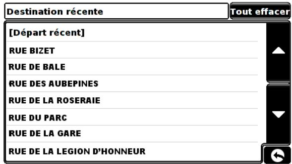 SNOOPER SYRIUS - Pour effacer individuellement des destinations récentes mémorisées - 1