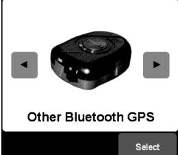 PALM GPS 3229 - On the Specify your GPS hardware screen, tap the left or right arrow until Other Bluetooth GPS is displayed, and then tap Select. - 1