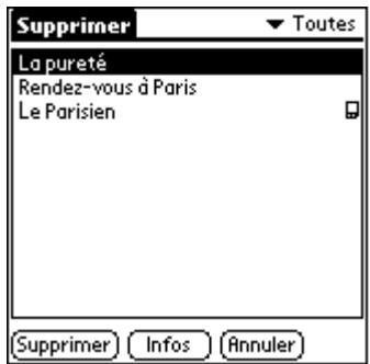 PALM READER - Pour supprimer un livre électronique : - 1