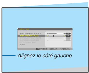 NEC UM301WI - Alignez le côté gauche (ou droit) de l'écran avec le côté gauche (ou droit) de l'image projetée. - 1