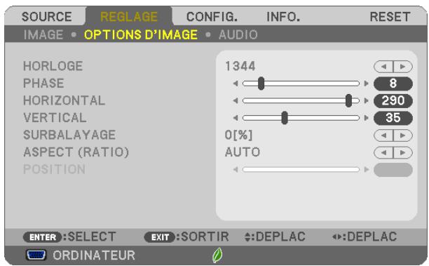 NEC UM301WI - [OPTIONS D'IMAGE] - 1