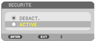 NEC UM301WI - Pour activer la fonction de Sécurité : - 2