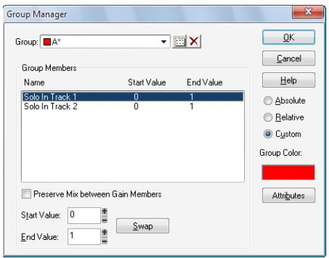 CAKEWALK SONAR X1 - Sélectionner le type de groupe : relatif ou absolu - 1