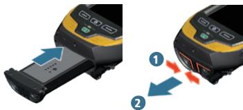TRIMBLE GEOEXPLORER 6000 - Installation et retrait du bloc batteries : - 1