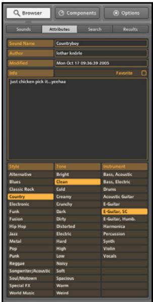 NATIVE INSTRUMENTS GUITAR RIG 3 - Attributs des Sons - 1