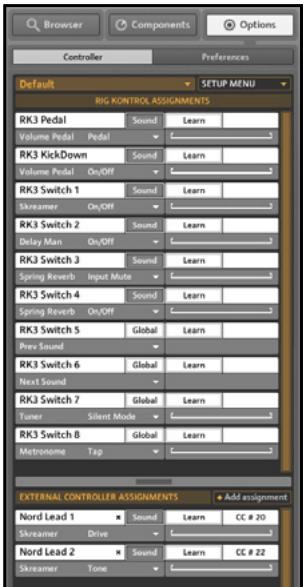 NATIVE INSTRUMENTS GUITAR RIG 3 - Les assignations du contrôleur - 1