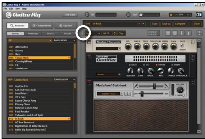 NATIVE INSTRUMENTS GUITAR RIG 3 - Montrer/Cacher Le Sidekick - 1