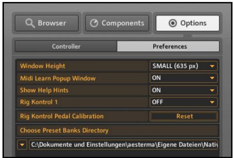 NATIVE INSTRUMENTS GUITAR RIG 3 - Préférences - 1