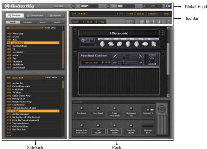 NATIVE INSTRUMENTS GUITAR RIG 3 - Aménagement de l'interface utilisateur - 1