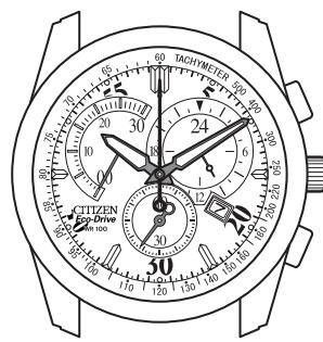 CITIZEN WATCH H57 - Fonctions caractéristiques des montres à cellule solaire [Indication normale de l'heure] - 1