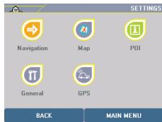 MICHELIN X-930 - 2.3- ViaMichelin Navigation: SETTINGS - 2
