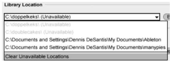 ABLETON LIVE 8 - Changement d'emplacement de la bibliothèque, mise à jour d'une ancienne bibliothèque - 2