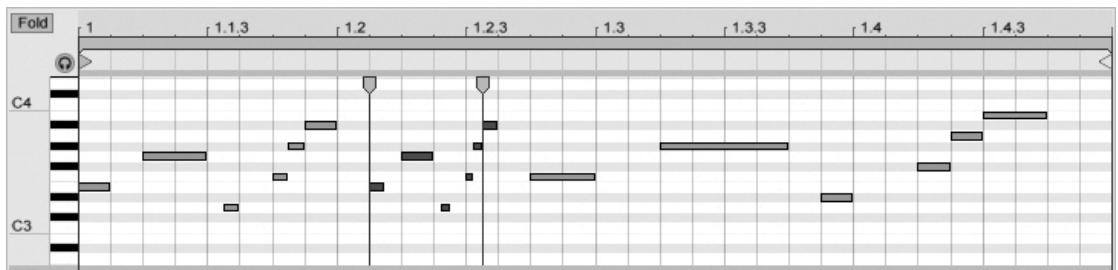 ABLETON LIVE 8 - Etirement de note MIDI - 1