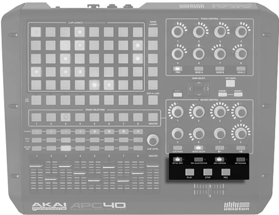 ABLETON LIVE 8 - Boutons généraux et de transport - 1