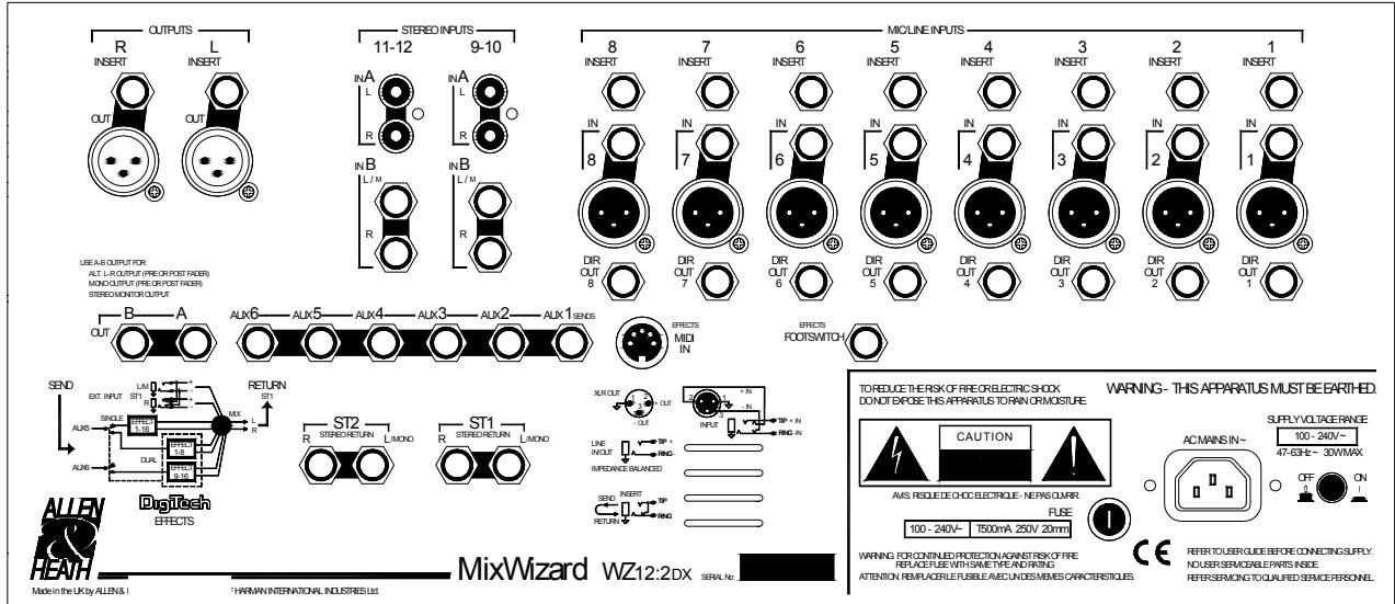 ALLEN & HEATH ALLEN & HEATH WZ162DX - **Caracteristiques entree Sté reproduction (WZ12:2DX seulement):** - 2